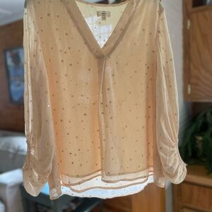 Entro Cream Starry Sheer Blouse